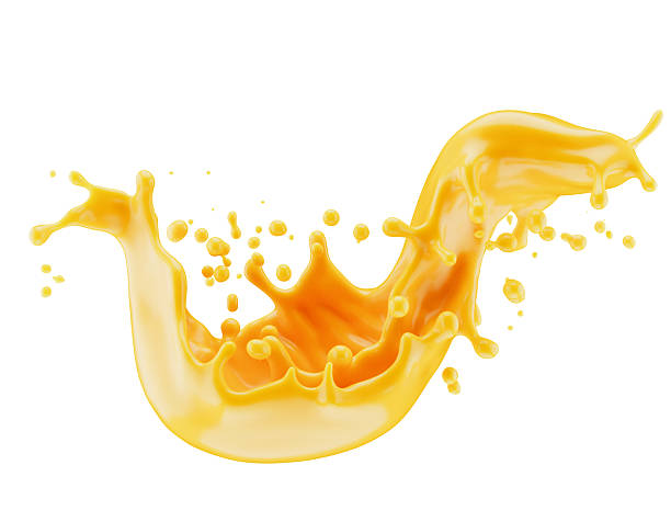 istock orange juice splash isolated on white background. 3d render 2232726469