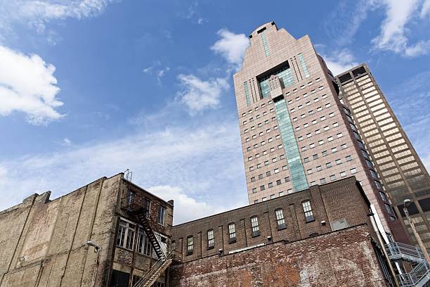 Skyscrapers of New Orleans, including One Shell Square (right), Place St. Charles (center), and Hibernia Bank Building (left).