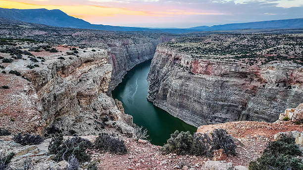 istock Golden sunset at Bighorn Canyon Devils Canyon Overlook scenic view 2232733478