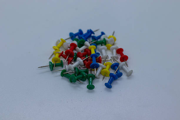istock Mixed Color Thumbtacks for Office and School Use on Clean Surface. 2232744269