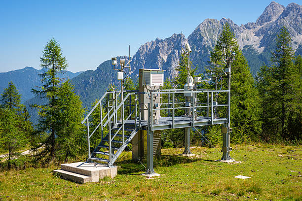 Weather station for measuring temperature, humidity and recipitation near Vrsic mountain pass in Triglav National Park, Slovenia.