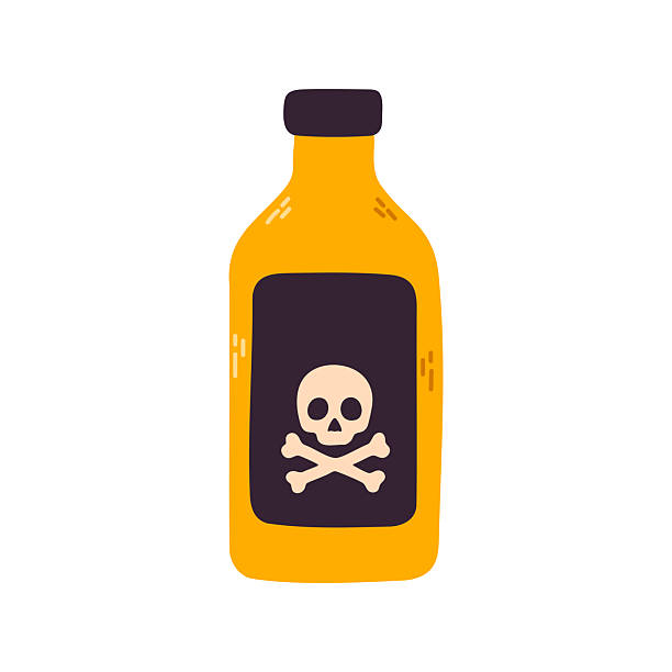 istock Yellow poison bottle with skull icon for halloween illustration 2232756089