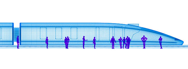 3D speed train model on white background.