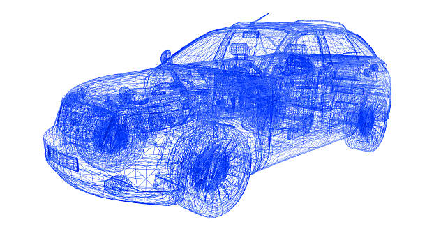 Sedan car model on white background.