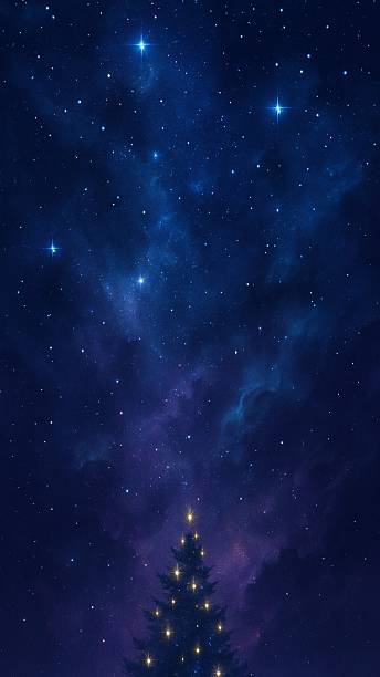 Cosmic Christmas Lights Background with Golden Bokeh
