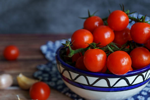 The bunch of cherry tomatoes.