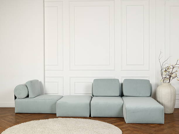 istock Discover our Modern Modular Sofas in soft blue fabric, perfect for stylish and elegant interiors 2232768679