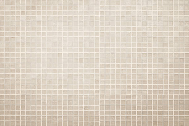 istock Cream light ceramic wall and floor tiles mosaic background in bathroom and kitchen. Design pattern geometric with grid wallpaper texture decoration pool. Simple seamless abstract surface clean. 2232775306