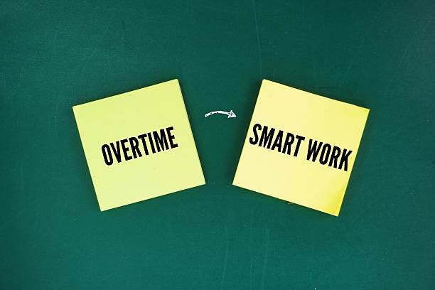 istock Colored paper with the words overtime to smart work. adopt a strategic approach by prioritizing high-impact tasks, leveraging productivity tools and technology, improving processes for efficiency 2232781994