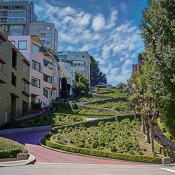 Lombard Street - The world's crookedest street - in San Francisco