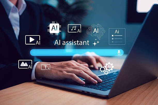 istock User interacting with AI assistant on laptop, featuring virtual icons for text, voice, image, and video generation, symbolizing artificial intelligence, smart technology, and digital productivity. 2232793006