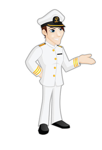 istock Cartoon illustration of a smiling male captain in a uniform and hat 2232810954