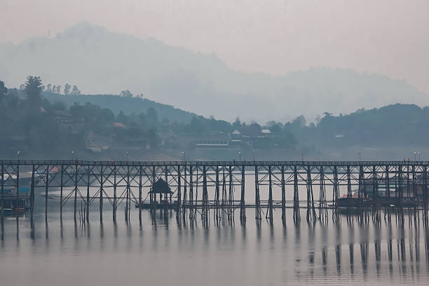 The longest wooden bridge in Thailand, named the Mon Bridge