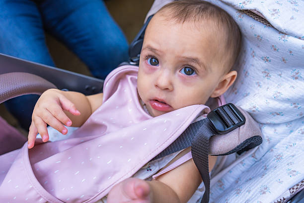 istock Latin baby girl sitting in stroller looking at camera 2232812914
