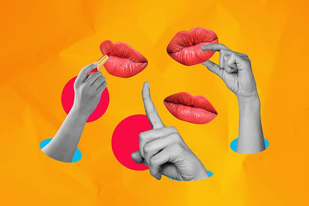 istock 3D photo collage template artwork composite of symbol hand body language finger gesture finger lips rumor talk abstract beauty lipstick 2232814633
