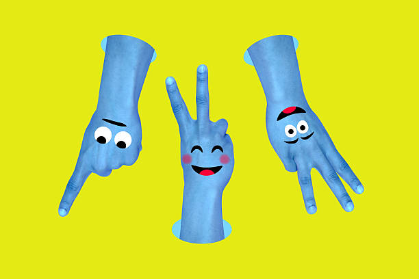 Image full pop trend collage of human hands show direction peace gesture count one two three emoji cartoon social media icon.