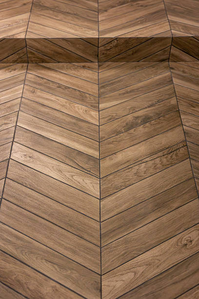 istock Herringbone stairs flooring. Wooden chevron. Modern finish 2232818018