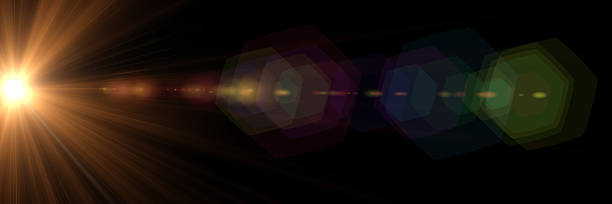 istock Effect solar sunlight lens flare isolated on black backgrounds illustrations 2232819348