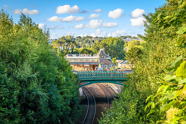 Torquay, UK. 29 August 2025. Railway tracks lead to Torquay train station