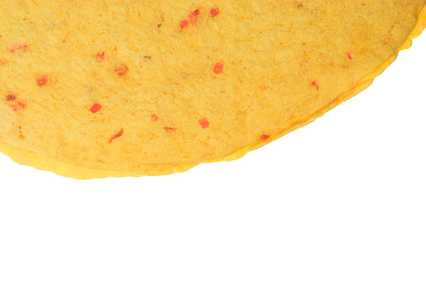istock Round dry flatbread with red spots on white background, top view. 2232822893