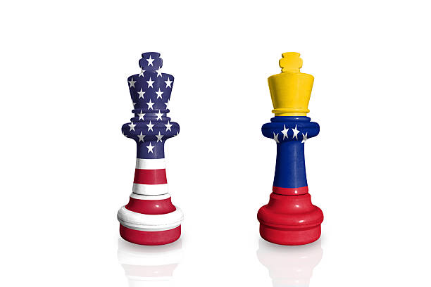 istock Chess made from flags of USA and Venezuela 2232826246