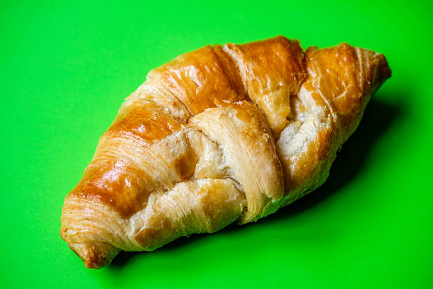 London UK, August 30 2025, Freshly Baked Butter Criossant Breakfast Pastry With No People