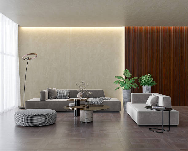 istock Large luxury modern bright interiors Living room mockup illustration 3D rendering image 2232843076