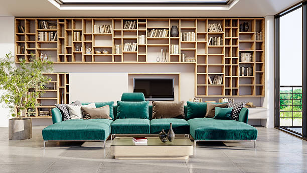 istock Large luxury modern bright interiors Living room mockup illustration 3D rendering image 2232843119