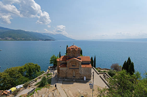 North Macedonia: Church of St. John at Kaneo, built around the 13th century on a rocky promontory overlooking Lake Ohrid