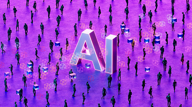 istock AI Text and Glowing Data Cubes with Business Crowd on Futuristic Neon Background 2232848339