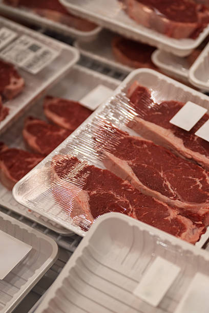 istock Fresh Beef Steaks Displayed in a Supermarket Refrigerated Case 2232852849