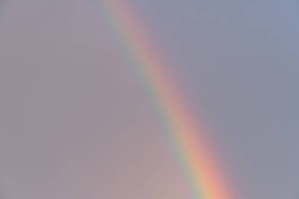 istock Vibrant rainbow arc against a light background, deep blues to warm reds, significant portion of image, real-life photograph after rainfall 2232855178