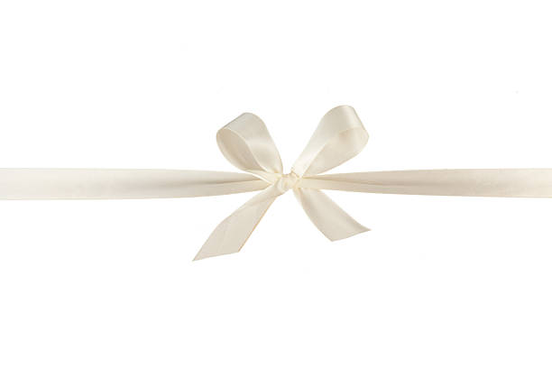 beige white ribbon bow isolated