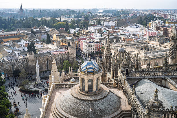 istock Panoramic view of Seville from Cathedral rooftops captures history 2232862619