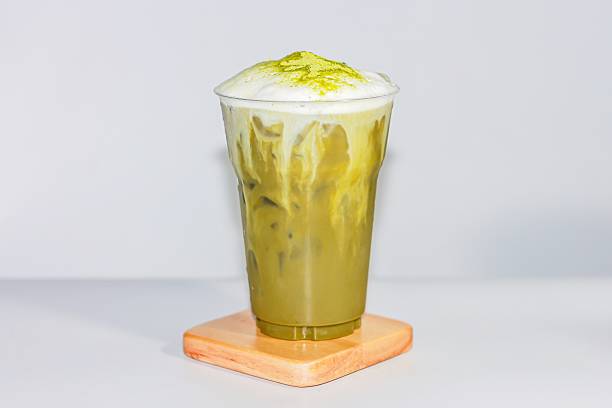 istock Ice matcha green tea serving on white background, Isolation style. 2232863551
