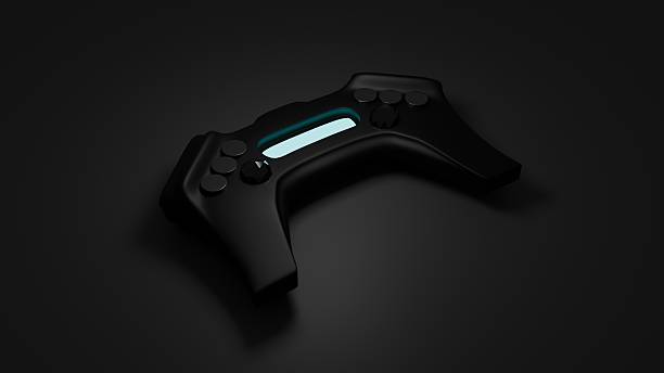 istock Futuristic gamepad with glowing blue details on dark background. 2232867477