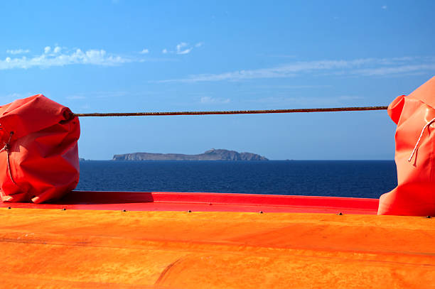 View of Palagruža Island on the Adriatic Sea from the ferry deck
