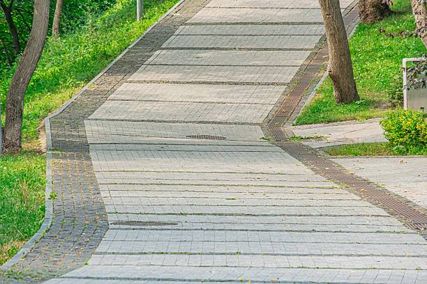 istock A winding brick path in a serene urban park, lined with vibrant trees, under soft daylight and an overcast sky a 2232870243