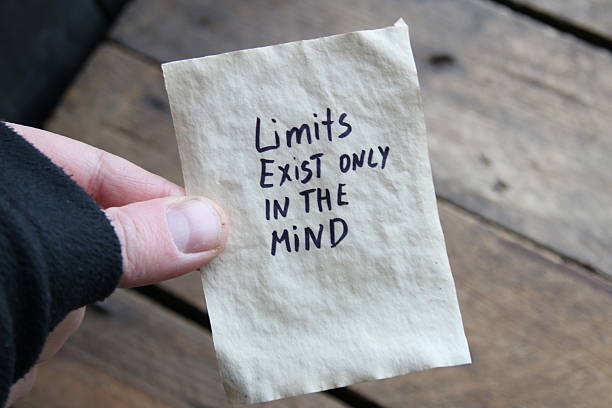 Limit exist only in the mind. Motivational quotes. The inscription on the tag. Vintage style.