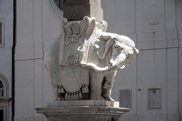 Piazza della Minerva with Bernini’s Elephant Statue Carrying Egyptian Obelisk