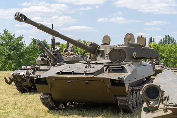 istock Russian self propelled howitzer on tracked chassis in open field 2232886851