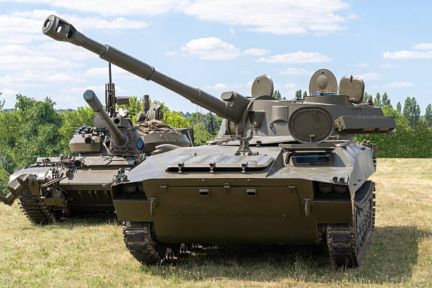 istock Russian self propelled howitzer on tracked chassis in open field 2232886858