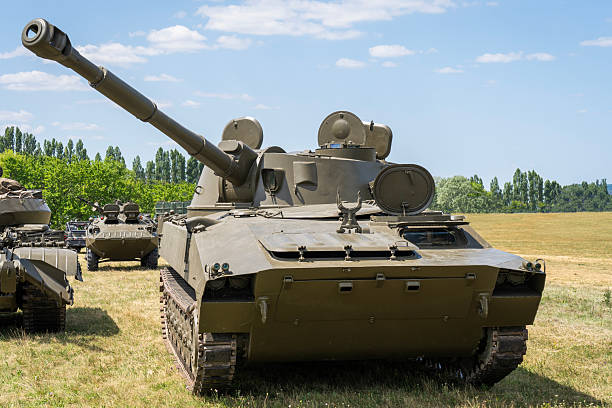 istock Russian self propelled howitzer on tracked chassis in open field 2232886905