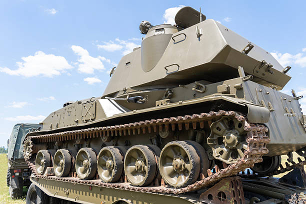 istock Russian self propelled howitzer on tracked chassis in open field 2232886961