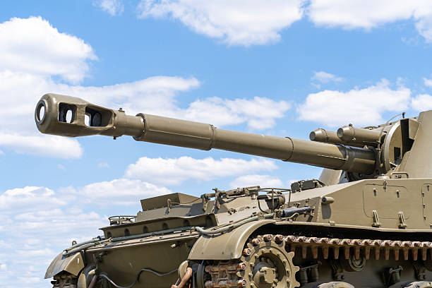 istock Russian self propelled howitzer on tracked chassis in open field 2232886965