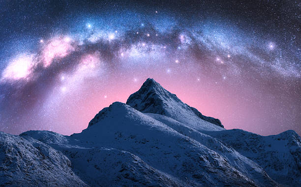 istock Milky Way over the beautiful snowy mountain at starry night 2232909723