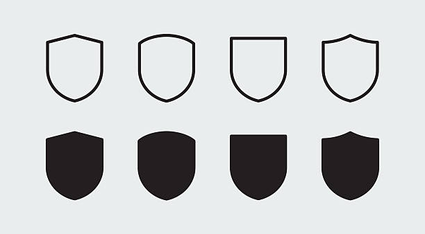Shield guard icon set line design symbol with editable stroke