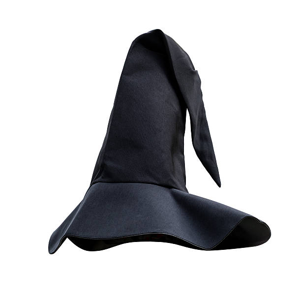 istock Halloween witch magic wizard hat in black isolated on white background with clipping path for Autumn seasonal festive holiday evil sorcerer alchemist costume dress 2232931427