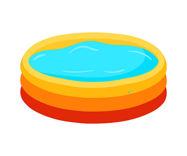 istock Colorful inflatable rubber pool with full water for kids swimming icon vector illustration 2232936558