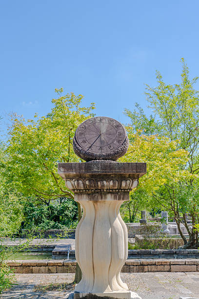 Ancient stone sundial in the sunlight